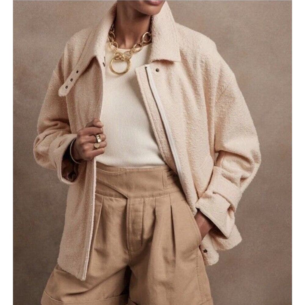 Banana Republic Womens Boucle Tweed Moto Jacket‎ Balmacaan NWT Cream Ivory XS